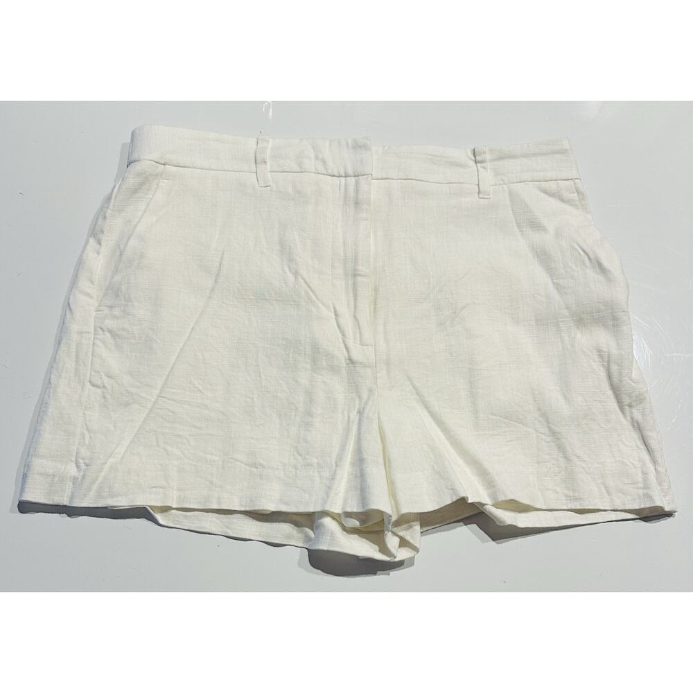 NINE WEST Linen Blend Classic Shorts Women’s Sz L White Beach Resort Preppy